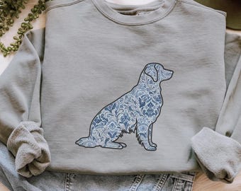 Golden retriever-sweater Comfort Colors® Toile blauw en wit Golden Mama shirt hond ronde hals trui hondenliefhebber fokker cadeau preppy stuff