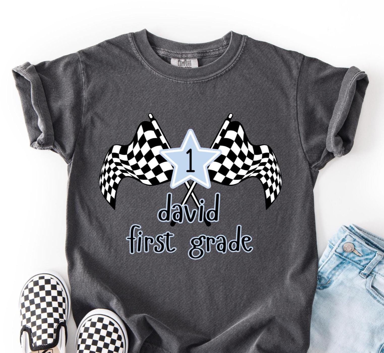 Checkered Shirt for Boys Back to School Shirt Grade Level Shirt for Boys Custom Back to School Shirt Comfort Colors Shirt Elementary Shirt