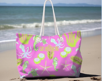 Custom Boat Tote Bag Custom Beach Bag Custom Pool Bag Girls Trip Bag Striped Beach Tote Personalized Totebag Weekender Oversized Weekender