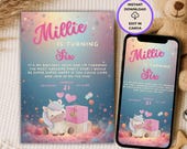 Unicorn Birthday Invitation Template – 6th Birthday Girl – Editable Canva Invite – Printable & Digital - Instant Download