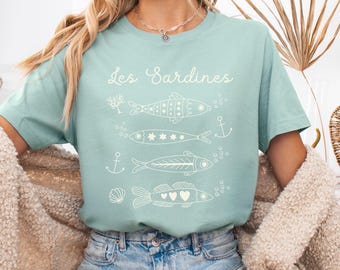 Sardines shirt, sardine shirt, les sardines shirt, sardines t-shirt, sardines tshirt, sardine graphic tee, fish shirt, fisherman aesthetic