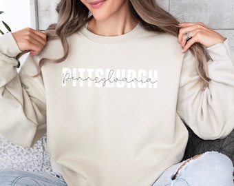 Bluza Pittsburgh, okrągły dekolt Pittsburgh, koszula Pittsburgh, vintage Pittsburgh, prezent Pittsburgh, modny Pittsburgh, odzież Pittsburgh