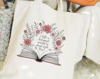 Book lover tote bag, funny book tote bag, booktrovert tote bag, gift for book lover, bookish gifts, bookstore tote, library tote, book tote