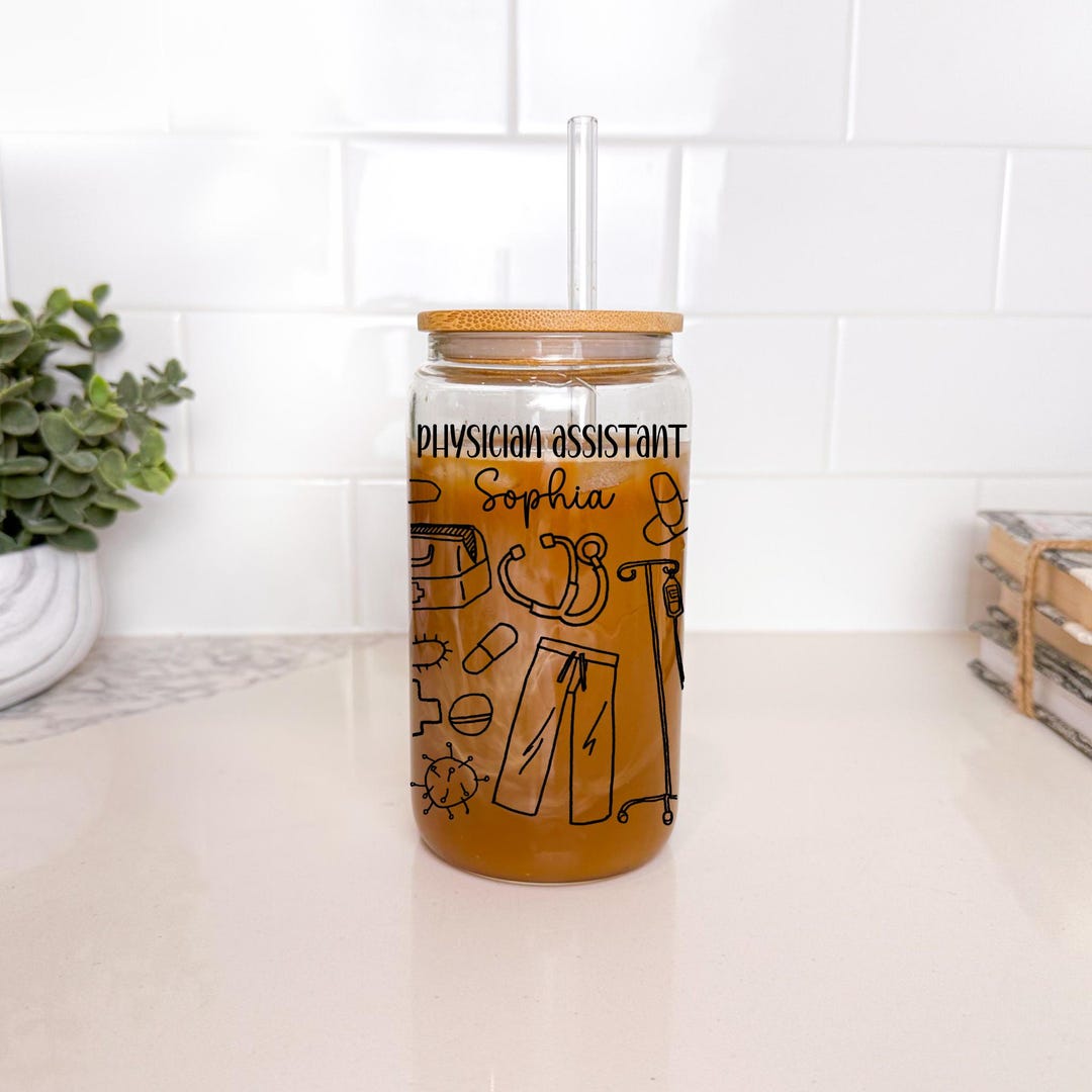 Physician Assistant Iced Coffee Glass, Physician Assistant Gifts, PA ...