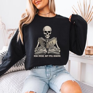 Skeleton reading sweatshirt, Halloween reading shirt, skeleton reading shirt, Halloween librarian shirt, skeleton reading shirt, book lover