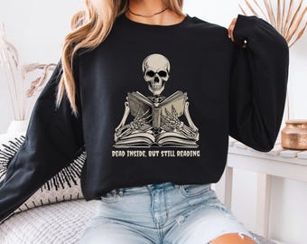 Skeleton reading sweatshirt, Halloween reading shirt, skeleton reading shirt, Halloween librarian shirt, skeleton reading shirt, book lover