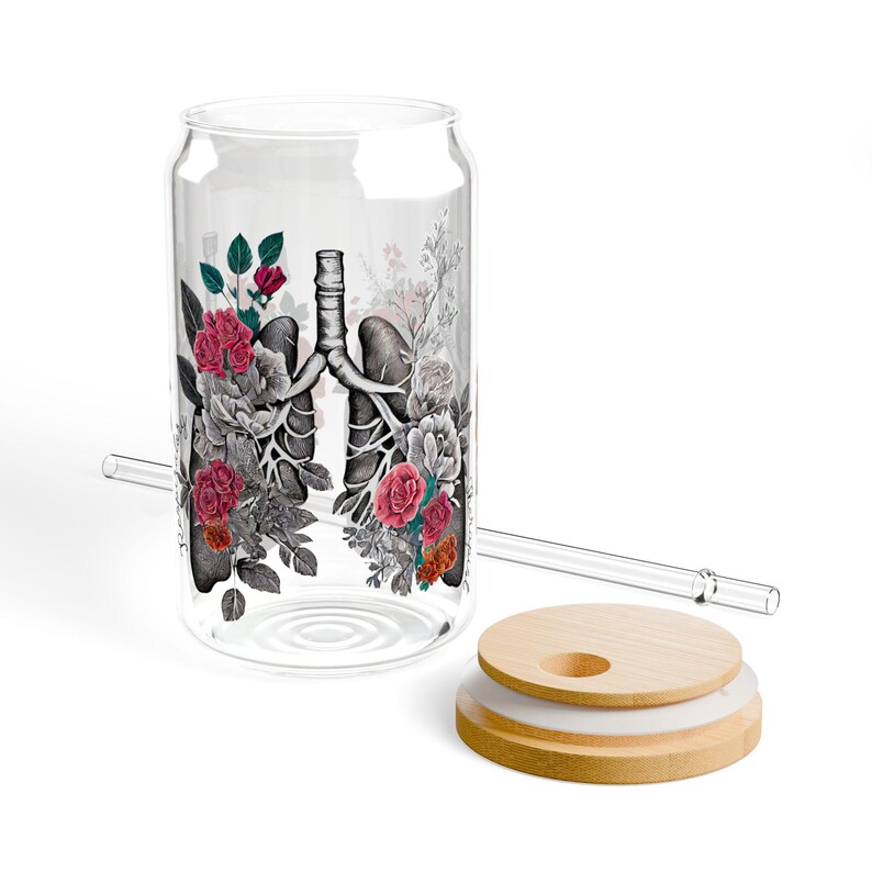 Respiratory therapist iced coffee glass cup, respiratory therapist tumbler, respiratory therapist gift, rt gifts, rt graduation gifts image 6
