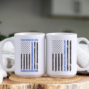 Custom police officer graduation mug, police officer graduation gift, personalized police graduation gift, police grad, academy graduate