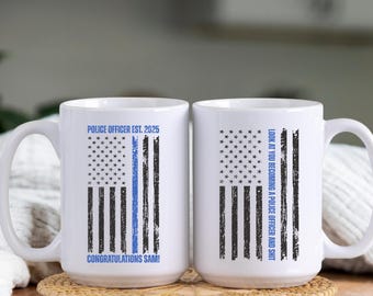 Custom police officer graduation mug, police officer graduation gift, personalized police graduation gift, police grad, academy graduate