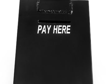 Small Black Metal Honor Box: Roadside Stand Payment Lock Box/Payment Safe