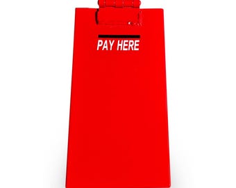 Large Red Metal Honor Box: Roadside Stand Payment Lock Box/Payment Safe
