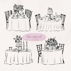 Hochzeit Essen & Getränke Clipart Esstisch SVG PNG Hochzeitstorte Wein, Sektgläser Symbol Geburtstag Party Menü Clip Art Esstische