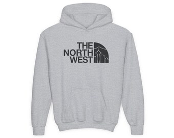 Kids PNW The North West Seattle Skyline Washington Space Needle - Youth Hoodie. Rep the Pacific Northwest (Multiple Color Options)