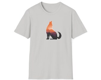 Adventure Awaits: Sunset Wolf T-Shirt - Unisex Softstyle T-Shirt - Sunset Colorway. (Multiple Colors Available)