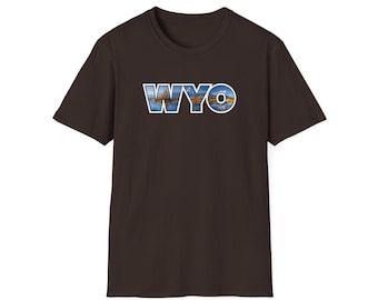 Majestic Grand Tetons WYO T-shirt - Unisex Softstyle T-shirt. Represent Wyoming with this stylish apparel (Multiple Color Options)