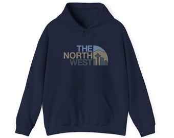 PNW The North West Seattle Hoodie - Coastal Colorway. Unisex Hooded Sweatshirt. Rep the Pacific Northwest (Multiple Color Options)