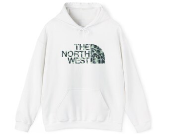 The North West Seattle Hoodie - Camo PNW Space Needle Pullover, Pacific Northwest Unisex Hoodie. (Multiple Colors Available)