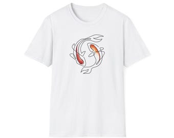 Minimalist Koi Fish T-shirt - Unisex Softstyle T-Shirt. For Strength, Perseverance, Mindful living. Available in mulitple colors.