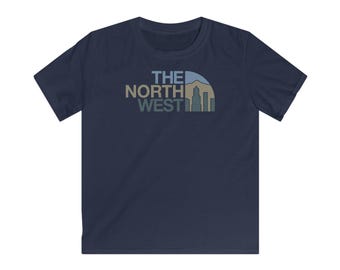 Kids PNW The North West Portland Skyline T-shirt - Coastal Colorway. Unisex Softstyle T-shirt. Rep Portland (Multiple Color Options)