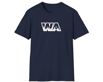 WA Evergreen Washington T-shirt - Unisex Softstyle Tee. Represent Washington, the Evergreen State, in style. (Multiple Color Options)