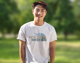 PNW The North West Portland Skyline T-shirt - Coastal Colorway. Unisex Softstyle T-shirt. Rep the Pacific Northwest (Multiple Color Options)