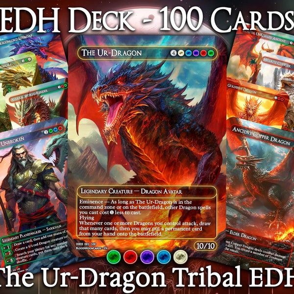 Het Ur-Dragon Tribal EDH Deck - Aangepaste MTG-kaarten, Premium MTG-kaarten, proxykaarten, commandant-proxy, magische kaarten