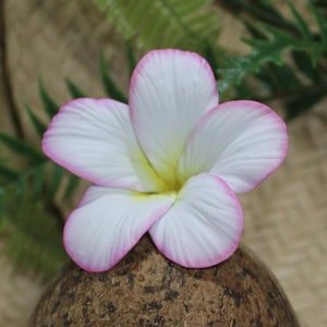 Pink and/or White and Yellow, Plumeria Ear Pick, Artificial foam flower, Frangipani Hair Stick, Aloha flower pick, Hawaiian earpiece, Bride