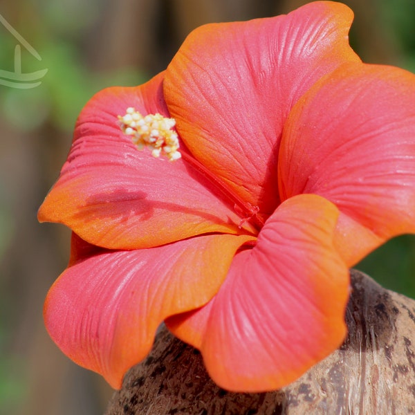 Red Hibiscus Ear Pick, Artificial Foam Flowers, Aloha Hawaiian flower pick, Hair clip, Island ear flower, Tropical Clip, Beach Wedding