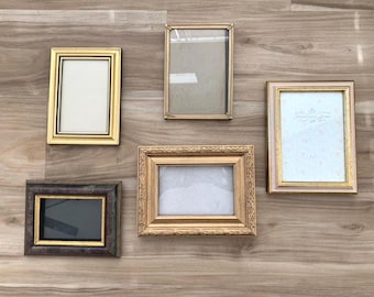Gallery Wall Frames, Vintage and Contemporary, Gold Bundle (Set of 5) Small