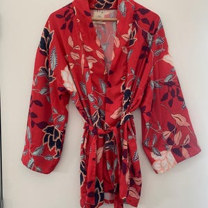 Red Floral Kimono Style Wrap – Urban Outfitters Boho Festival Robe image 1