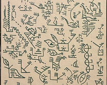 ORIGINAL Oil Marker (Extraterrestial Egyptian Script Writing) Drawing