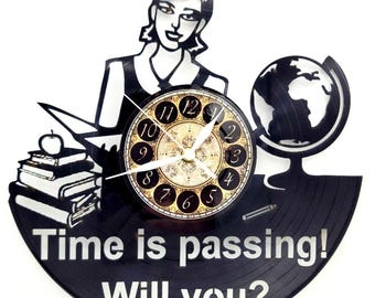 Vinyl Record Clock | FUNNY TEACHER | Wall Art Decor | FREE Shipping