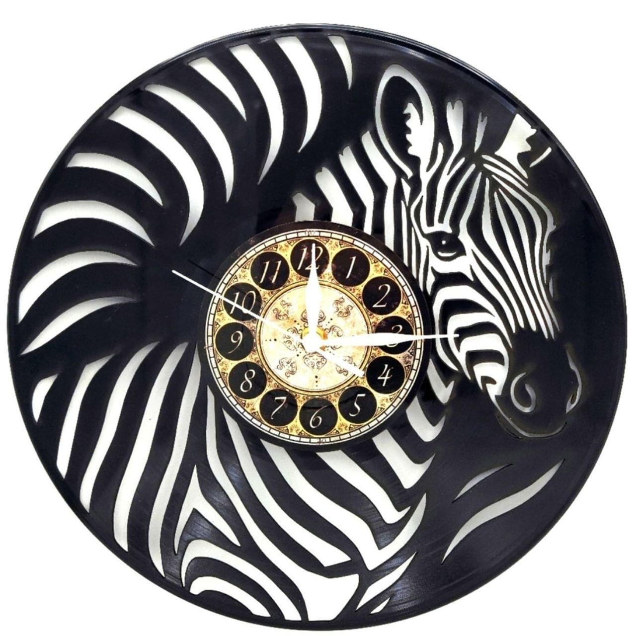 Zebra Clock ZEBRA | Vinyl Record Wall Clock | Handmade Jungle Safari Decor | Wall ...