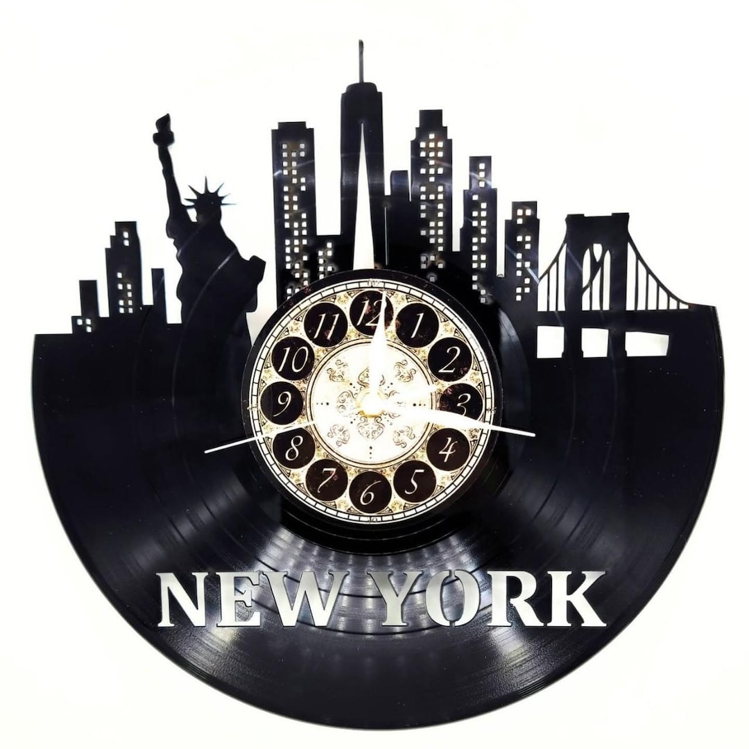 NEW YORK CITY | Vinyl Record Clock | Skyline Wall Art | Office Clock ...