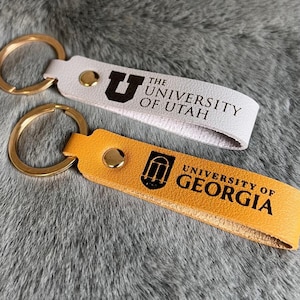University Logo Keychain Seconds Sale College Keychain School Logo Leather Keychain Personalized University Keychain For Alumni Gift Class