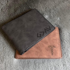 Cartera de cuero para hombre, regalo de Dios, billetera de bolsillo para hombre, regalo para esposo, billetera de cuero personalizada para regalo de novio, billetera de cumpleaños, regalo