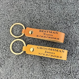 Personalized Leather Groomsman Keychain: Wedding Accessory