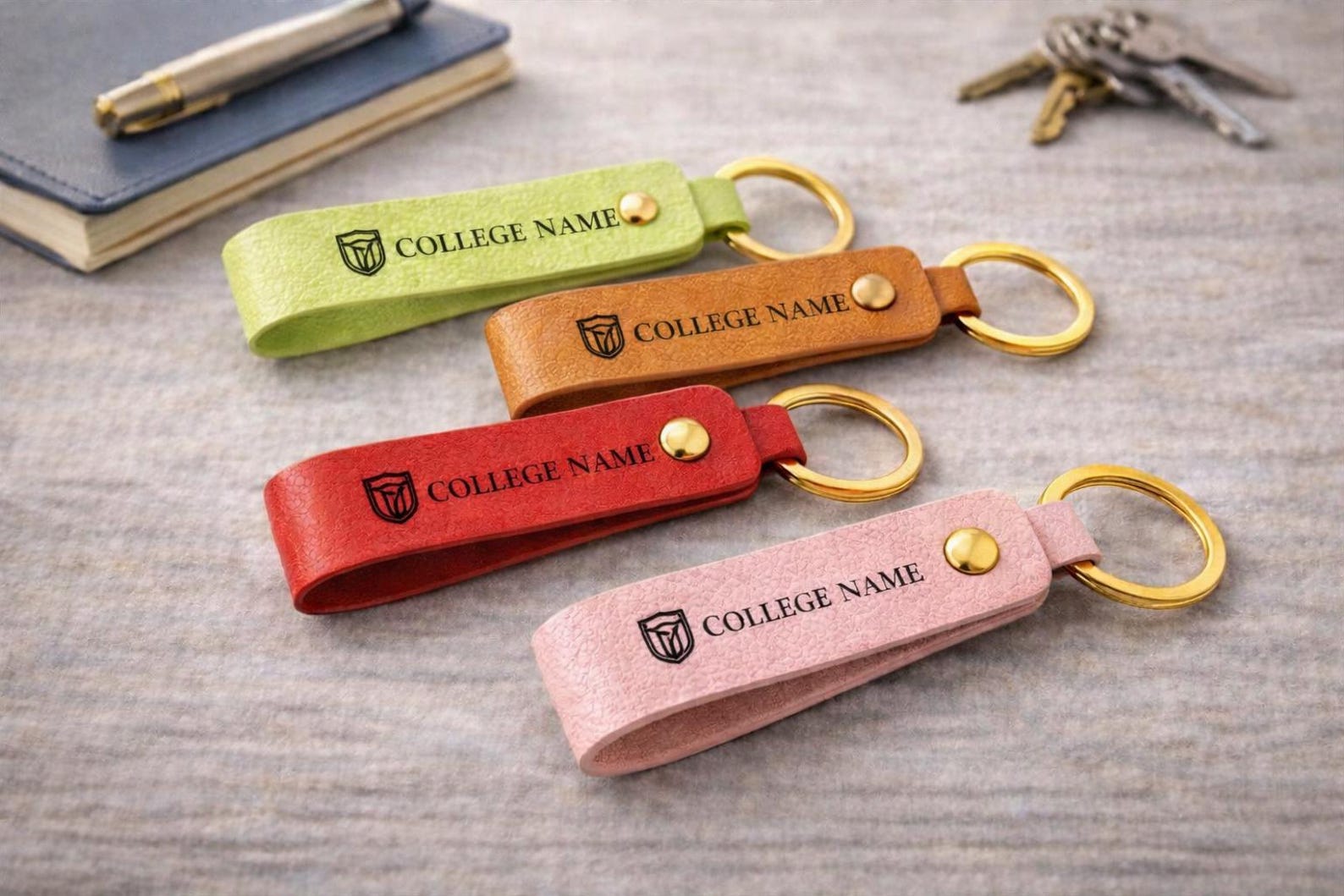 Personalized College Logo Leather Keychain – Custom Engraved University ...