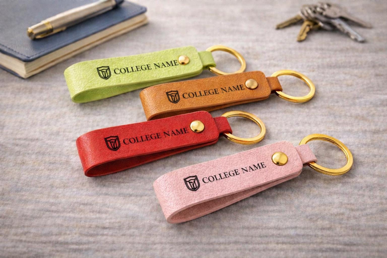 Personalized College Logo Leather Keychain – Custom Engraved University ...
