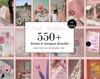 Pink Aesthetic Instagram Reels & Posts, MRR PLR Canva Templates