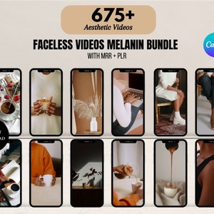 Op de afbeelding: Een verzameling van meer dan 675 esthetische video's met gezichtsloze modellen met melanine huidtinten. De video's zijn perfect voor social media content en kunnen voor verschillende doeleinden worden gebruikt, zoals het promoten van producten of diensten, het delen van persoonlijke verhalen of gewoon het creëren van boeiende content. De video's zijn direct te downloaden en bevatten MRR- en PLR-rechten.