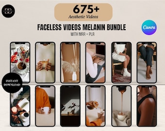 675+ Melanin Faceless Videos, Faceless Reels for Social Media, Stock Videos, PLR MRR, Social Media Stories, Faceless Content Library Bundle