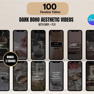 100 Dark Aesthetic Video Reels, Story Master Resell Rights MRR & Private Label Rights PLR DFY Instagram Templates, Faceless Marketing