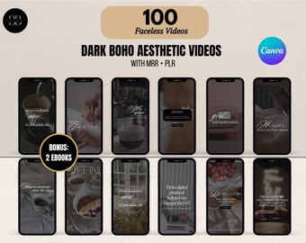 Reels de video con estética bohemia oscura, marketing sin rostro en Instagram (MRR, PLR)