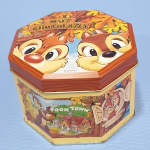 Vintage Tin Box Disney Japan Tokyo Chipmunks Toontown Chip and Dale