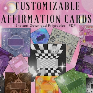 Tarjetas de afirmación personalizables, baraja de afirmaciones positivas imprimibles, autocuidado, inspiración, motivación, estética, bricolaje, manifestación, imprimibles