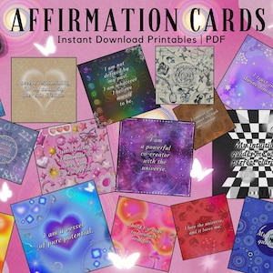 Affirmation Cards Printable Positive Affirmations Self Care Printables Inspiring Mindfulness Manifestation Deck Motivational Meditation Tool