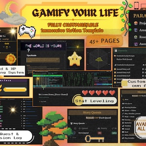 Gamify Your Life Notion Template: Customizable Habit Tracker (Digital Download)