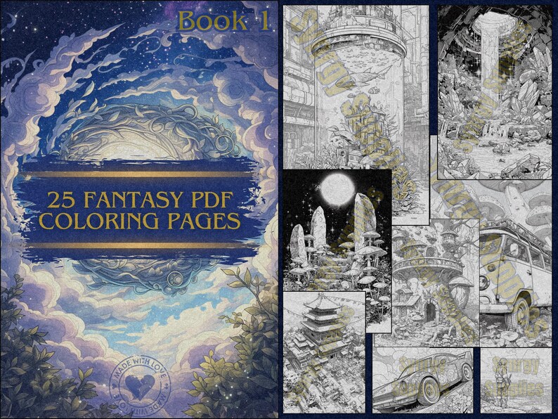 Fantasy Coloring Book Digital Printable Adult and Children Immersive ...