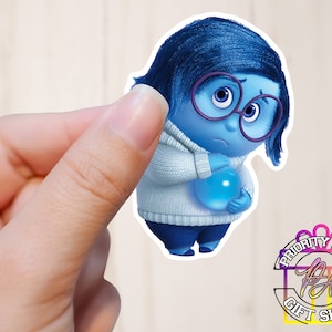 Sadness Sticker Easy Peel Water Proof Vinyl Sticker Set of 6 Disney Water Bottle Sticker Laptop Sticker Sadness Inside Out Sticker